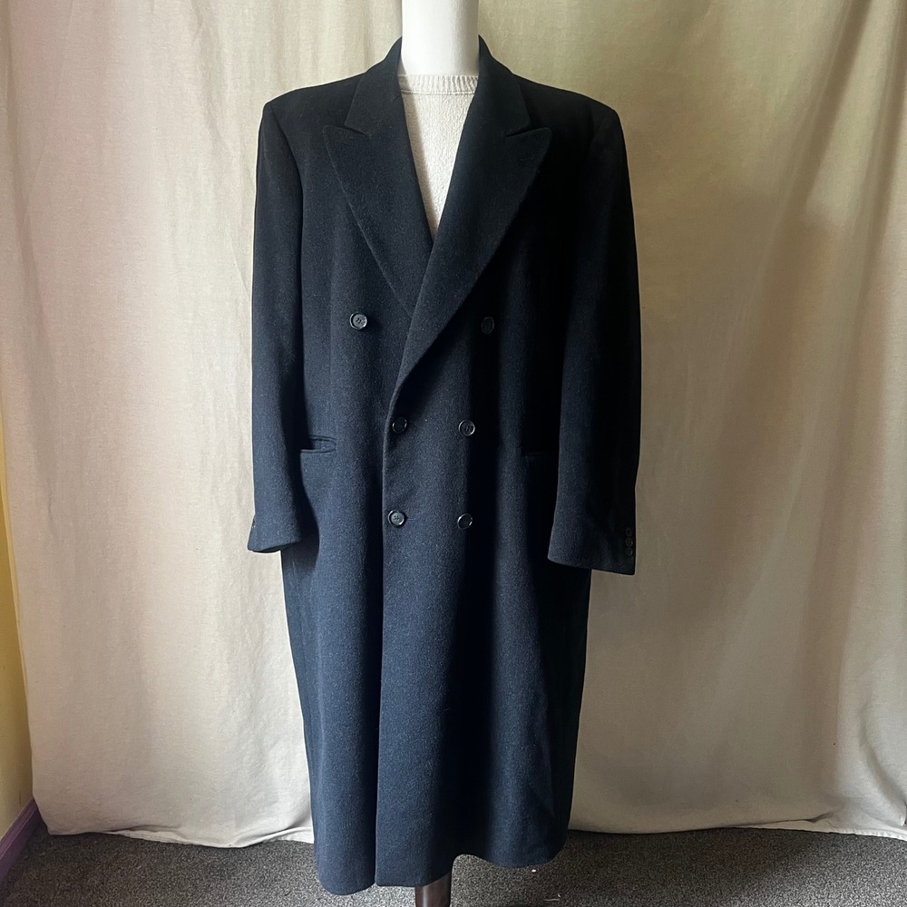 Vintage Metropolitan‎ Cashmere Blend Dark Gray Double Breasted Overcoat 48 50 L